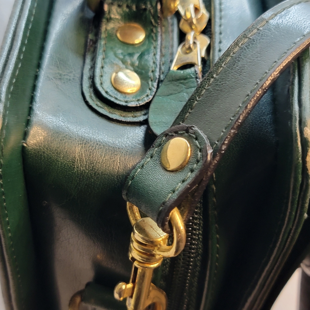 Vintage Belle Rose Elegant Green Leather Women's Bag - Picture 13 of 13